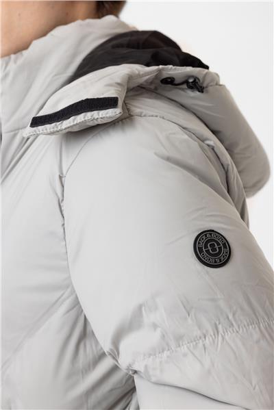 Açık Gri Regular Fit Kapüşonlu Puffer Mont