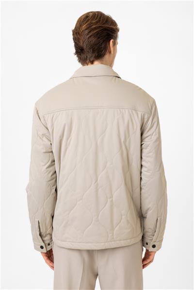 Bej Regular Fit Gömlek Yaka Puffer Mont