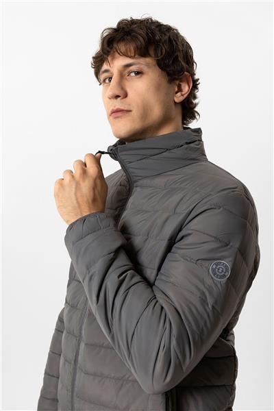 Antrasit Regular Fit Dik Yaka Puffer Şişme Mont
