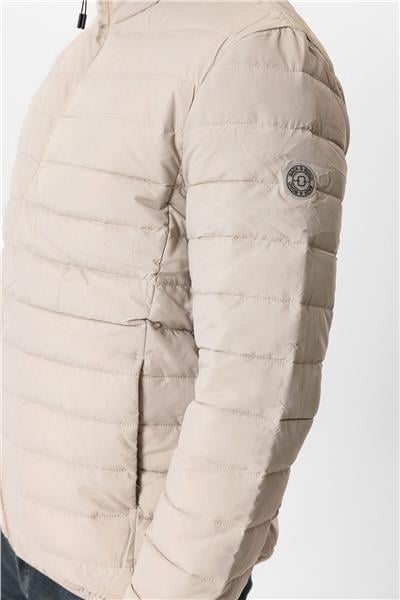 Bej Regular Fit Dik Yaka Puffer Şişme Mont