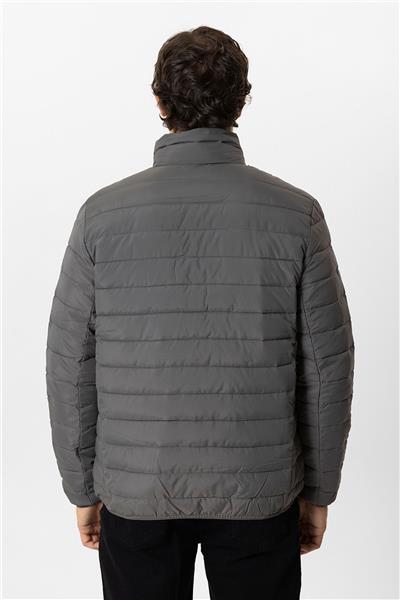 Antrasit Regular Fit Dik Yaka Puffer Şişme Mont