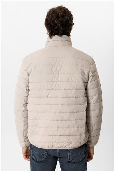 Bej Regular Fit Dik Yaka Puffer Şişme Mont