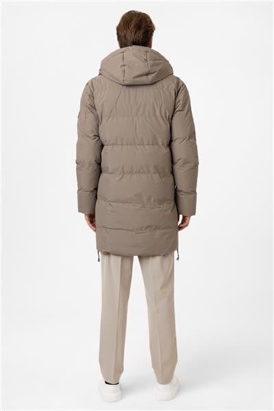 Vizon Regular Fit Kürklü Yaka Kapüşonlu Puffer Uzun Şişme Mont