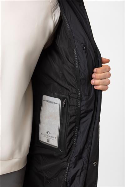 Siyah Regular Fit Kürklü Yaka Kapüşonlu Puffer Uzun Şişme Mont