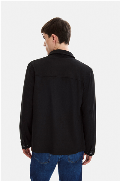 Siyah Regular Fit Süet Ceket