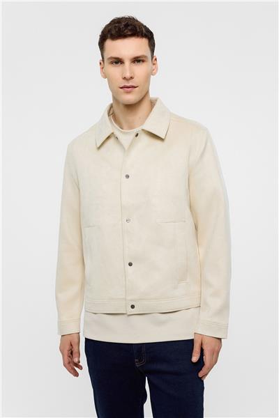 Ekru Regular Fit Süet Ceket Mont