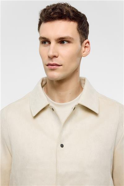 Ekru Regular Fit Süet Ceket Mont