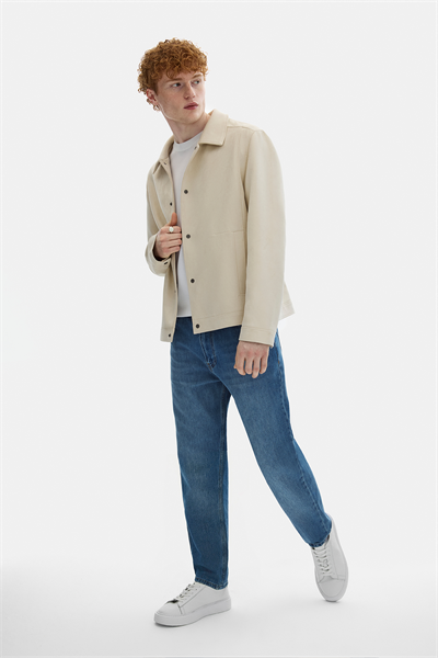 Regular Fit Bej Süet Mont