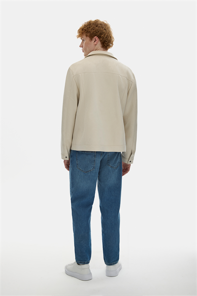 Regular Fit Bej Süet Mont
