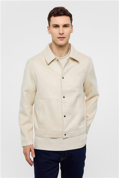 Ekru Regular Fit Süet Ceket Mont