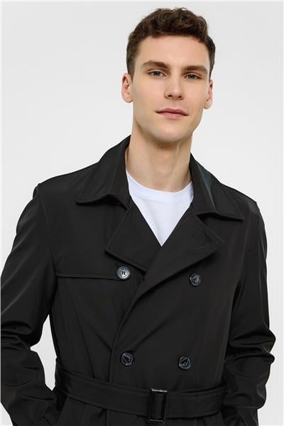 Siyah Regular Fit Trençkot
