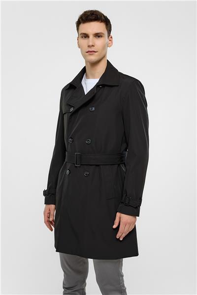 Siyah Regular Fit Trençkot