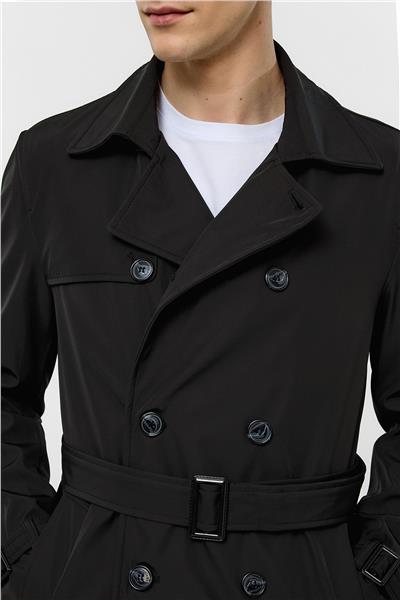 Siyah Regular Fit Trençkot