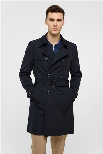 Lacivert Regular Fit Trençkot