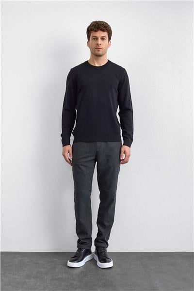 Siyah Regular Fit Triko Kazak