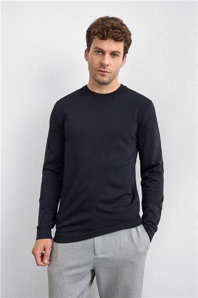 Siyah Regular Fit Triko Kazak