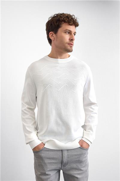 Beyaz Regular Fit Triko Kazak