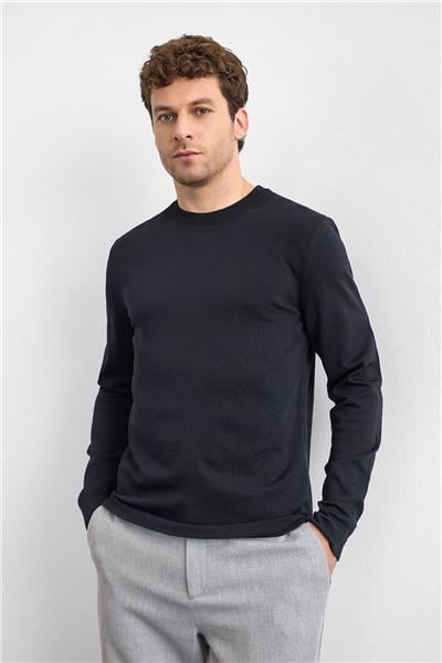 Siyah Regular Fit Triko Kazak