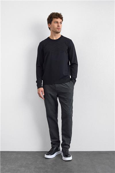 Siyah Regular Fit Triko Kazak