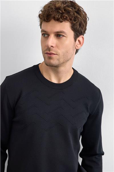 Siyah Regular Fit Triko Kazak