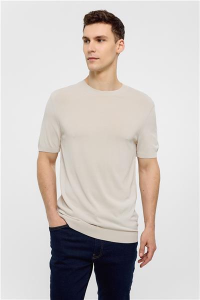 Bej Regular Fit Triko Tişört