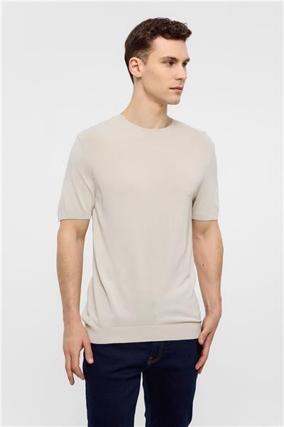 Bej Regular Fit Triko Tişört
