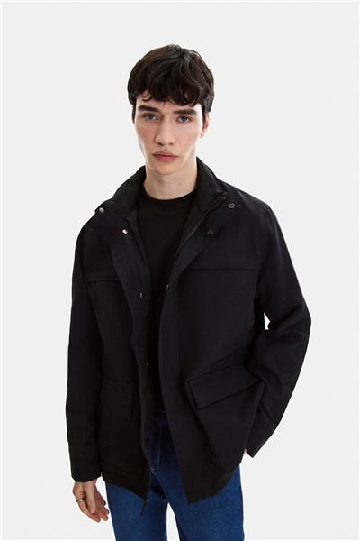 Siyah Regular Fit Uzun Ceket