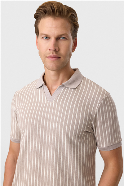 Regular Fit Vizon Düğmesiz Polo Yaka Tişört