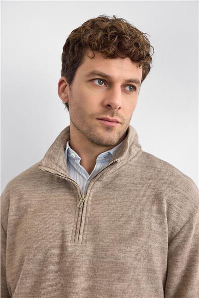 Vizon Regular Fit Dik Yaka Yarım Fermuarlı Sweatshirt