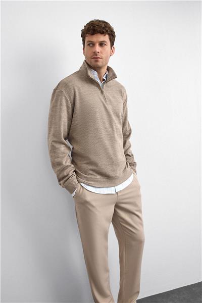 Vizon Regular Fit Dik Yaka Yarım Fermuarlı Sweatshirt