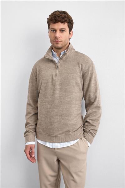 Vizon Regular Fit Dik Yaka Yarım Fermuarlı Sweatshirt