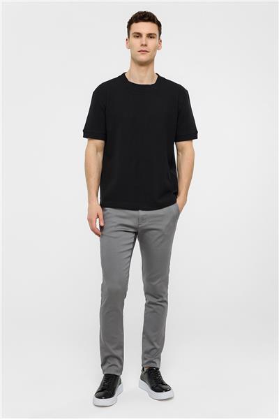 Siyah Relaxed Fit Bisiklet Yaka Tişört