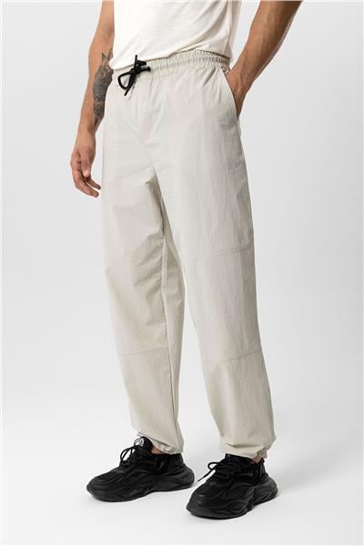 Bej Relaxed Fit Beli Lastikli Jogger Pantolon