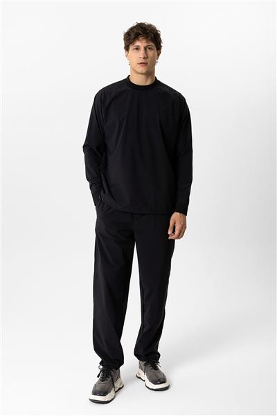 Siyah Relaxed Fit Beli Lastikli Jogger Pantolon