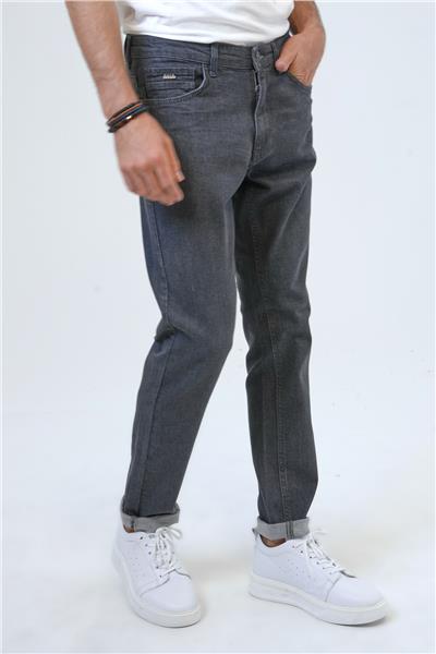 Koyu Gri Slim Fit 5 Cepli Pamuklu Denim Pantolon