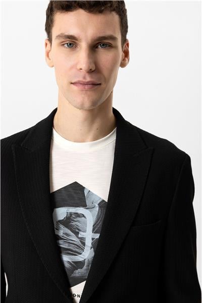 Siyah Slim Fit Kırlangıç Sivri Yaka Ceket