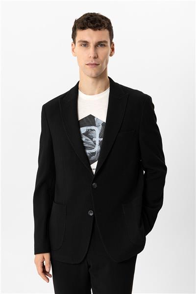 Siyah Slim Fit Kırlangıç Sivri Yaka Ceket