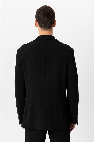 Siyah Slim Fit Kırlangıç Sivri Yaka Ceket