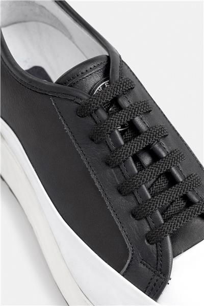 %100 Deri Termo Tabanlı Siyah Beyaz Erkek Sneaker Ayakkabı