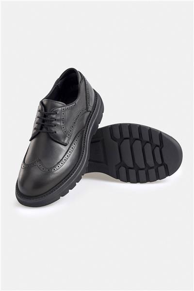 %100 Deri Termo Tabanlı Siyah Erkek Günlük Casual Ayakkabı
