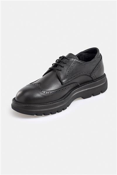 %100 Deri Termo Tabanlı Siyah Erkek Günlük Casual Ayakkabı