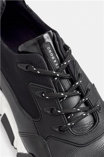 %100 Deri Esnek Tabanlı Siyah Erkek Sneaker Ayakkabı