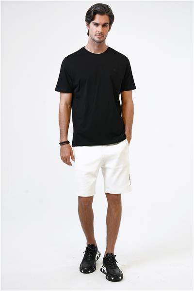 Siyah Regular Fit %100 Pamuk Bisiklet Yaka Tişört