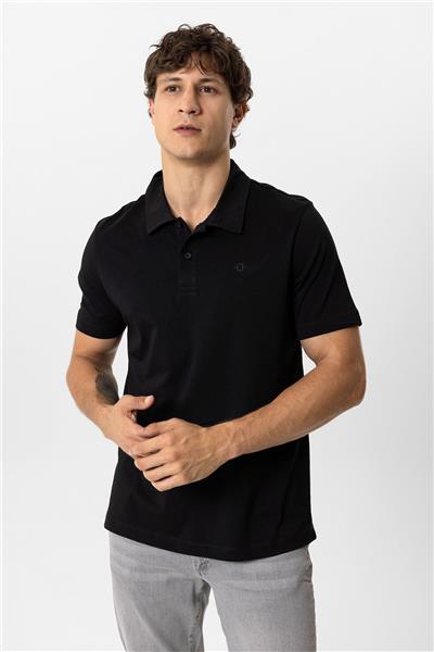 Siyah Regular Fit %100 Pamuk Polo Yaka Tişört
