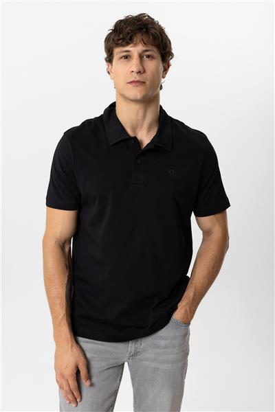Siyah Regular Fit %100 Pamuk Polo Yaka Tişört