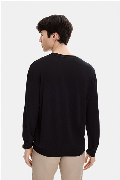 Siyah Regular Fit Bisiklet Yaka Mevsimlik Triko 