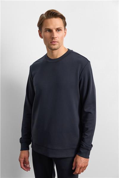Siyah Regular Fit Bisiklet Yaka Sweatshirt