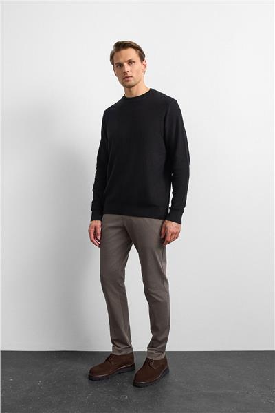 Siyah Regular Fit Bisiklet Yaka Triko Kazak