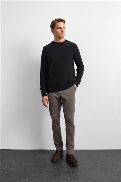 Siyah Regular Fit Bisiklet Yaka Triko Kazak