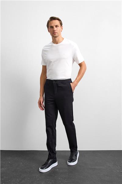 Siyah Regular Fit Örme Pike Jogger Pantolon